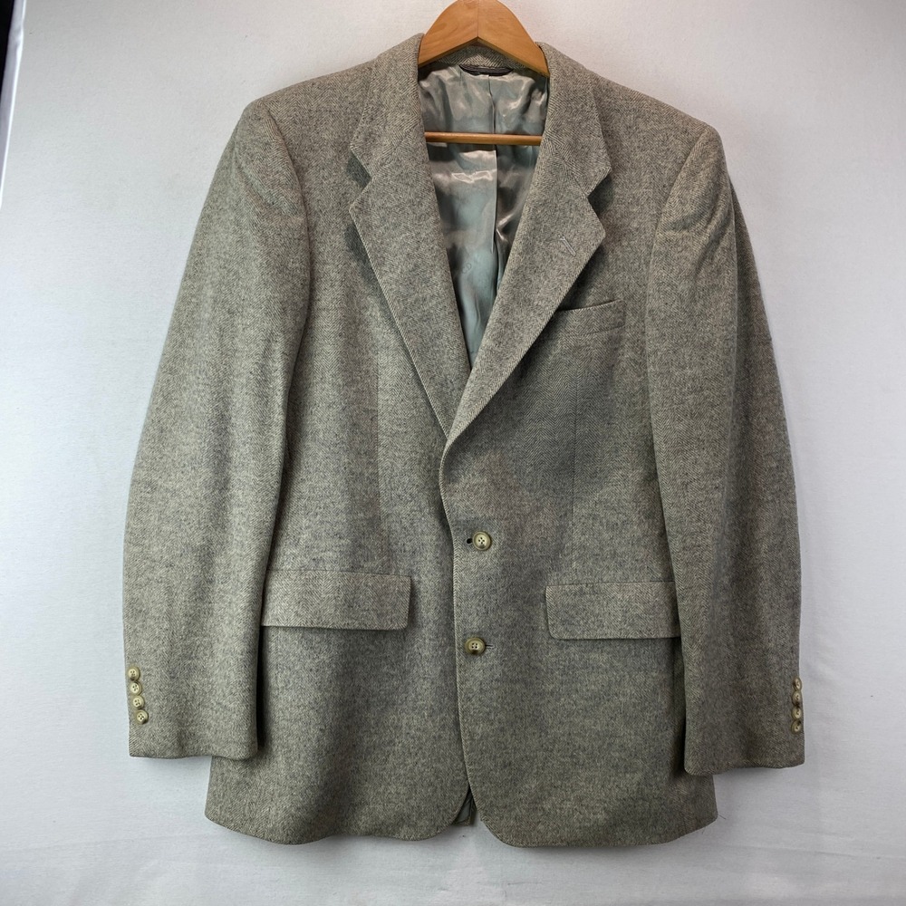 VTG Christian Dior Monsieur Camel Hair Mens 40R Grey Wool Herringbone Sport Coat